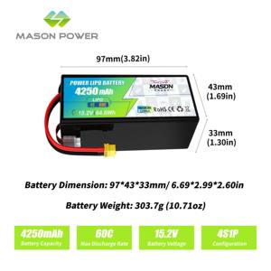 고출력 리포 배터리 <span class=keywords><strong>4S</strong></span> 4250mAh 60C 6S 5200mAh 50C 7500mAh 80C FPV 레이싱 드론, 축구 드론 및 산업용 드론용 - Product Image 4