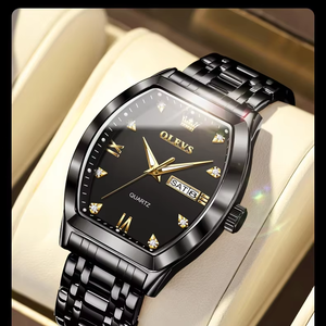 <span class=keywords><strong>Montre</strong></span>-bracelet à quartz pour homme OLEVS 5528, boîtier tonneau, bracelet en acier bicolore or, cadran serti de diamants, étanche 30M, <span class=keywords><strong>montre</strong></span> de ville pour affaires - Product Image 2