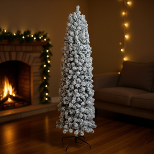 Sapin de Noël artificiel floqué 7,5 pieds, décoration intérieure festive pour les fêtes - Product Image 2