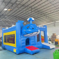 Château gonflable commercial thème baleine bleue pour enfants avec toboggan, idéal pour fêtes et événements, jouets de saut et de rebond