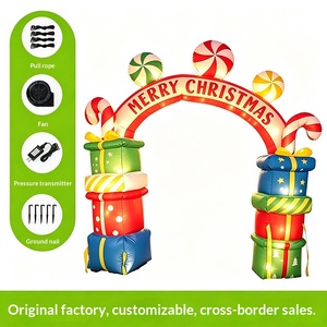 <b>Christmas</b> Inflatable Arch Inflatable Gift Box <b>Cane</b> <b>Candy</b> Shaped LED Light Outdoor Courtyard Lawn Decoration - Product Image 1