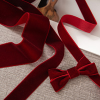 Rubans de Noël en velours rouge bordeaux de qualité supérieure pour décorations de sapin, couronnes, emballages cadeaux, ornements de fête, vente en gros, 6-9m, durables