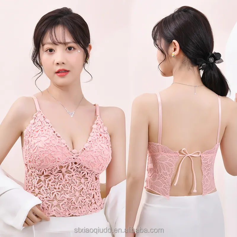 Water soluble flower Hollow beauty back vest sexy chest wrap High quality lace Embroidery Crochet tube top bra for women