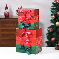 Boîte cadeau pliante de luxe, boîte cadeau en carton magnétique, boîte cadeau de Noël avec ruban