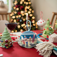 Décoration suspendue de porte à l'aiguille écologique Ornements de broderie de Noël pour couronne d'arbre Cadeau de vacances pour la maison