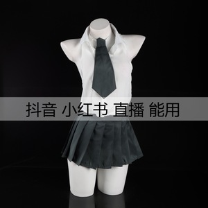 Ensemble uniforme Jk, chemise blanche avec cravate noire, style scolaire, tissu en polyester pour étudiantes - Product Image 5