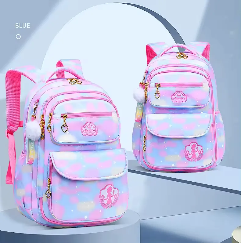 Schoolbag ilkokul öğrencileri degrade toptan kızlar 6-12 yaşında sırt çantası yükü azaltma prenses bayan sırt çantası