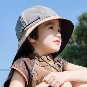 Protection solaire pour enfants chapeau de pêcheur garçon nouveau chapeau de soleil extérieur à grand bord anti-ultraviolet fille printemps <span class=keywords><strong>et</strong></span> été - Product Image 6