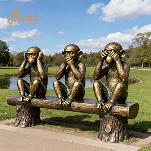 D & Z personalizado grande al aire libre bronce <span class=keywords><strong>Tres</strong></span> <span class=keywords><strong>Monos</strong></span> <span class=keywords><strong>Sabios</strong></span> estatua Hear-No See-No Speak-No Animal escultura para decoración de parque - Product Image 2