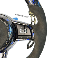 Blaues Geschmiedetes Carbon-Faser-LED-Sportlenkrad, Maßgefertigt für Perforierten MK6 GOLF JETTA Polo GTI GTI V