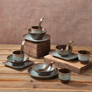 Mountain and Wild Style Hot Pot Restaurant Tableware Set (<b>Melamine</b> Four-Piece Set: Cups, <b>Plates</b>, Bowls, Spoons) - Yunnan, - Product Image 2