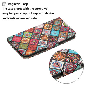 Funda de teléfono de cuero de estilo étnico para iPhone 15 14 <span class=keywords><strong>Pro</strong></span> Max, funda de teléfono con billetera magnética Floral pintada para <span class=keywords><strong>Samsung</strong></span> S23 Ultra - Product Image 5