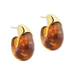 Pendientes de botón estilo retro con diseño de flor, chapados en oro de 14K, de acero inoxidable, de lujo ligero, de alta gama, con temperamento exagerado - Product Image 5