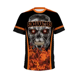 Street Fashion Punk Style 100% Polyester Mesh Sublimation Printing Loose Breathable Men Short Sleeved Top Softball Jersey
