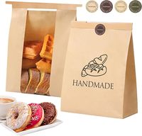 Sacs à pain en papier kraft avec fenêtre et étiquettes métalliques personnalisées pour le pain, les produits de boulangerie et les pains au levain