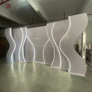 ZKAI Modular Wedding <strong>Backdrop</strong> <strong>Stand</strong> <strong>with</strong> S-Shape LED Lights, PVC Board &amp; Acrylic Panel for Custom Event Decoration - Product Image 6