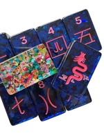 Set Ubin Mahjong Amerika Berkilau Karnaval Mardi Gras, Set Permainan Mahjong Topeng Festival Liburan untuk Hadiah Pecinta Pesta