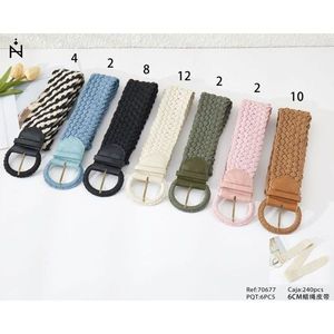 Cinturón de cuero con cordón encerado de 6 cm, cinturones de tela para mujeres y hombres, accesorio de moda. - Product Image 1