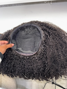Capovolgere metà parrucca Afro crespo capelli umani ricci all'ingrosso Non in pizzo fatto a macchina <span class=keywords><strong>parrucche</strong></span> ricci con coulisse parrucca per donne <span class=keywords><strong>nere</strong></span> - Product Image 3