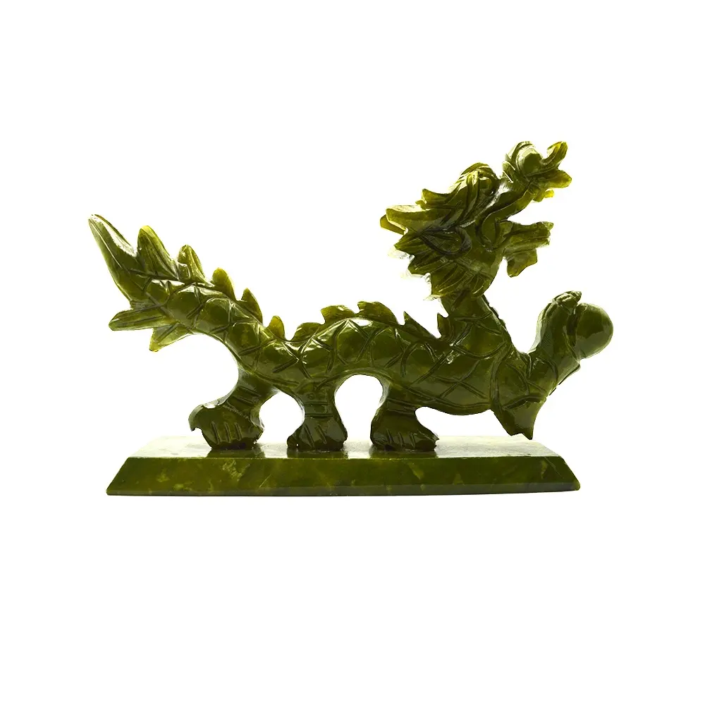 自然なヒスイ彫刻装飾、風水ドラゴン