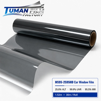 Película para Ventanas de Auto Tuman Dark Smoke Nano Cerámica de Carburo de Titanio, Rollo de 1.52m x 30m, UVR 99.9%, IRR 95.5%, Control de Calor para Ventanas Laterales