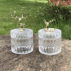 Juego de tarros de vidrio para dulces para decoración del hogar, precio competitivo, tapa de alce dorado, bote de vidrio para dulces, tazón de vidrio para dulces de azúcar - Product Image 2