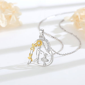 Merryshine Regalo del Día del Padre Collar de Cobre con Colgante de Corazón de Girasol y Circonita Cúbica para Papá e Hija, Joyería de Papá y Mamá - Product Image 4