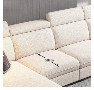 Canapé d'angle moderne au design minimaliste et lignes droites, en tissu, pour appartement, centre commercial, hôtel, garni de latex de haute qualité - Product Image 1