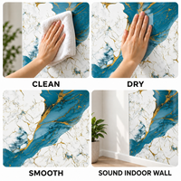 Revêtement mural auto-adhésif en marbre blanc et vert sarcelle doré 1,2x3m 2,3mm IXPE pour projets de rénovation d'appartements