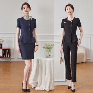 Women's Formal Suit Summer 2024 Short Sleeve Polyester Breathable Workwear For Office Job Interview Hotel Uniform - Product Image 1