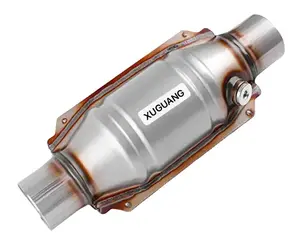 XG-AUTOPARTS 2" 2.5" 3" inch Ceramic Metallic Substrate Universal Round Catalytic Converter