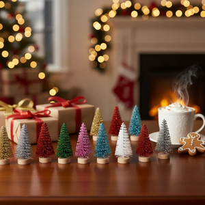 Sanwei Bán Buôn Cửa Sổ Máy Tính Để Bàn Món Quà Kỳ Nghỉ Trang Trí Nội Thất Dễ Thương Nhỏ Màu Xanh Lá Cây Cây Thông Đồ Trang Trí Nhân Tạo Mini Cây Giáng Sinh - Product Image 1