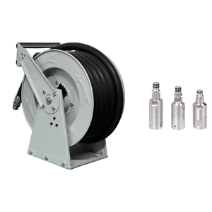 Enrouleur de tuyau <span class=keywords><strong>auto</strong></span>-rétractable en acier au carbone 1 pouce NPS 1" DN25 15m avec connecteur pivotant pour nettoyeur haute pression pour le nettoyage des rues - Product Image 1