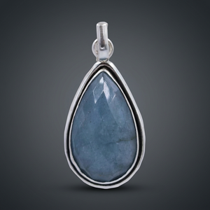Pendentif goutte d'eau en argent 925 et lapis-lazuli, serti clos, solitaire classique, unisexe, pour usage quotidien - Product Image 2