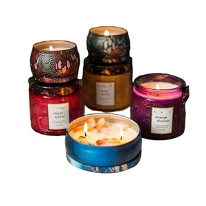 Empty Cylinder Shape Straight Side Wide Mouth Frosted Empty Candle Container Glass Jar With Wood Lid - Product Image 1