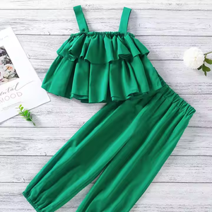 Offerta Speciale: Set Estivo 2 Pezzi per Bambine 1-5 Anni, Top Senza Maniche con Volant e Pantaloni Anti-Zanzare, Outfit Casual con Logo Personalizzato - Product Image 2