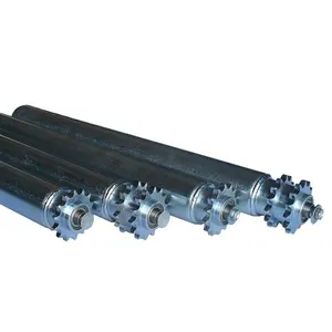 Double Spocket Tape Gravity Light Duty Conveyor Roller Cone-Shaped Steel Gravity Roller with Sprocket Applied in Roller Conveyor