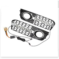 Encadrements de feux antibrouillard Audi A4 B8 2009-2011 avec clignotants séquentiels LED DRL et kit de grille inférieure