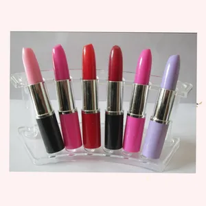 cheap promotion promotional plastic Lipstick ballpoint highlighter pen with logo