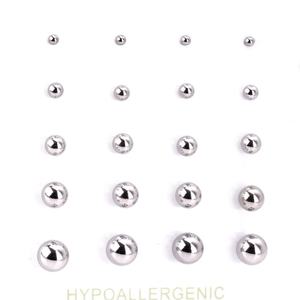 Boucles d'oreilles clous en acier doré, tailles mixtes 2-6mm, pour femmes, en acier chirurgical, vente en gros - Product Image 6