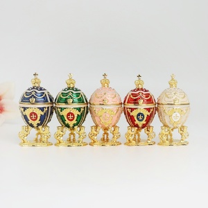 SHINNYGIFTS in stile Euro scatola di gingillo in metallo smaltato in metallo scatola moderna ovale Faberge portaoggetti regalo per matrimoni e <span class=keywords><strong>bomboniere</strong></span> - Product Image 6