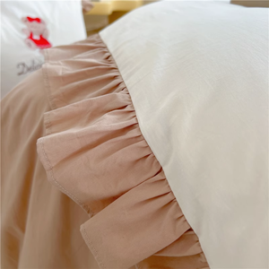 Cute <strong>Teddy</strong> <strong>Bear</strong> Cartoon Girl Heart All Cotton Washed Cotton Four Piece <strong>Set</strong> With <strong>Teddy</strong> <strong>Bear</strong> Sticker and Embroidered Lotus Leaf - Product Image 5