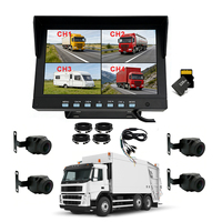 Kamera Dashcam 4 Saluran untuk Truk, Monitor Mobil dengan DVR Terintegrasi, Perekam Mengemudi 4CH, Kit Kamera Mundur untuk Truk, Trailer, Bus, RV