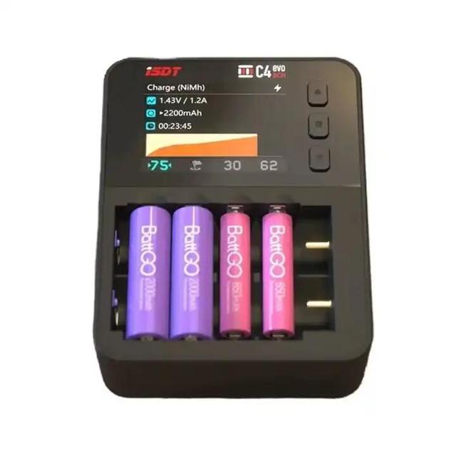 ISDT C4 EVO Smart Battery High Power Charger With Type-C QC3.0 Output AA AAA Li-ion Battery IPS Display Screen Fire Prevention