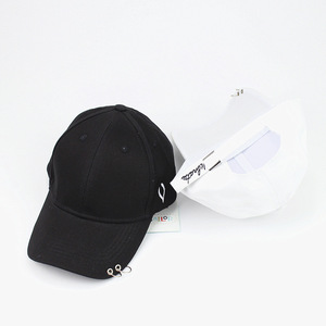 <b>Baseball</b> <b>Cap</b> Unisex Cotton White <b>Black</b> With Metal Ring Casual Hat - Product Image 2