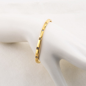 Diamond <b>Bracelet</b> Women's Gold Plated Synthetic Diamond Round Brilliant Cut Everyday Wear Thin Cuff <b>Bangle</b> Jewelry - Product Image 3