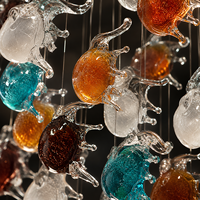 Lustre suspendu en verre multicolore artistique personnalisé pour hall d'hôtel, villa, escalier, prix d'usine en gros