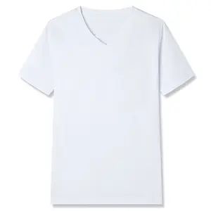 好兆头空白升华个性化定制标志水洗v领100% 棉男士t恤