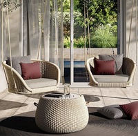 Style nordique trois pièces PE en osier rotin chaise meubles de Patio cour salon canapé combinaison pour terrasse jardin canapés