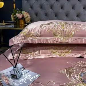 Hot Sale Washed Silk Embroidery Brushed Cotton Bedsheet Polyester Bedding Set Bed Sheet Set Duvet Cover